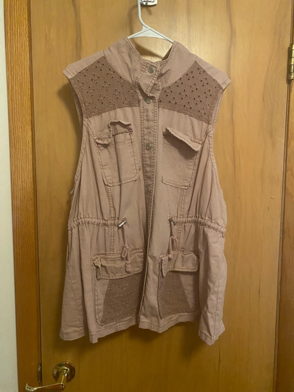 Maurices Dusty Rose Eyelet Utility Vest